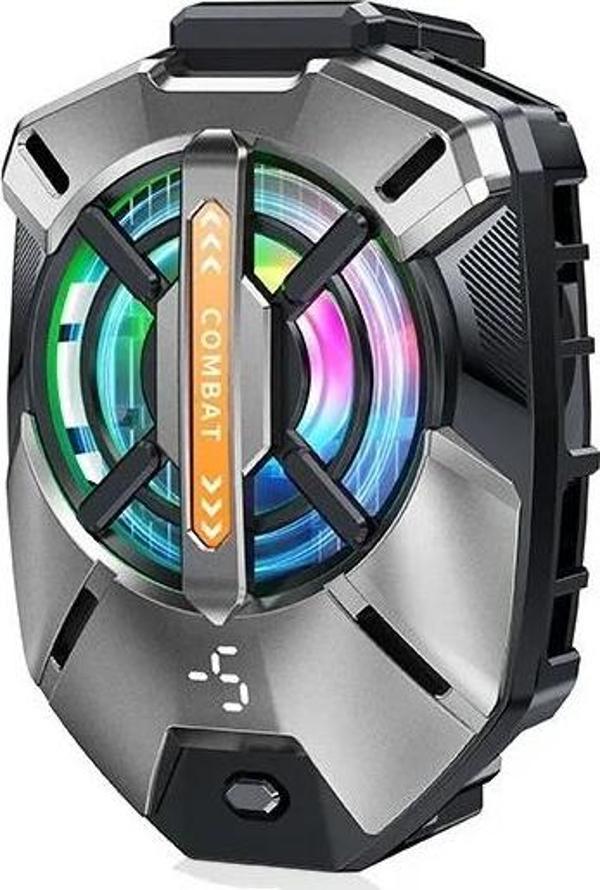 PMR FS09 Kıskaçlı Cep Telefonu Soğutucu | RGB Işıklı, Dijital Ekranlı, 3 Kademeli Fan - Image 1