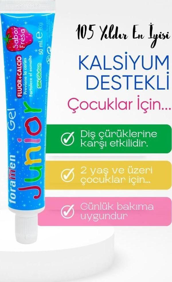 Foramen Çocuklar Için Çilek Aromalı Kalsiyum Destekli Çürüme Karşıtı Diş Macunu 50 Ml/60 gr - Image 1