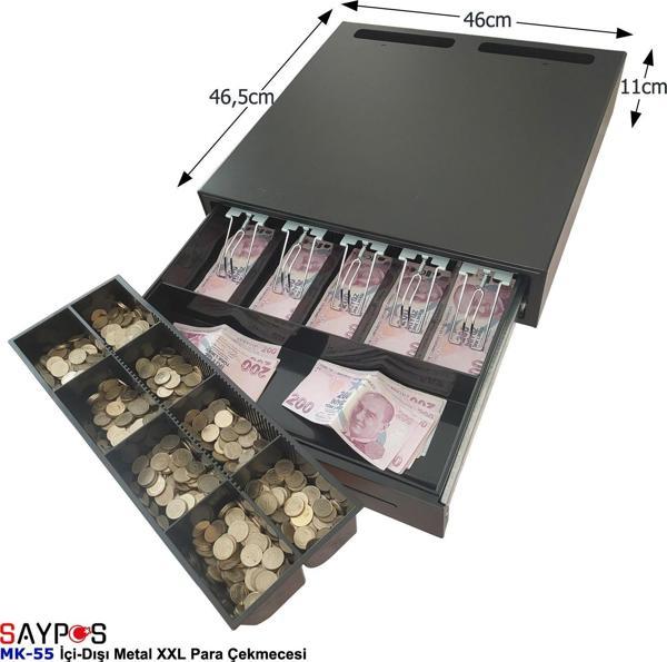 İçi-Dışı Full Metal 5 Geniş Banknotluk Ekstra Büyük Ağır Yük Para Çekmecesi 46x46,5x11cm - Image 1
