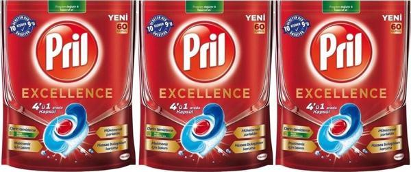 Pril Excellence Bulaşık Makinesi Deterjanı 60 Kapsül x 3 Adet - Image 1