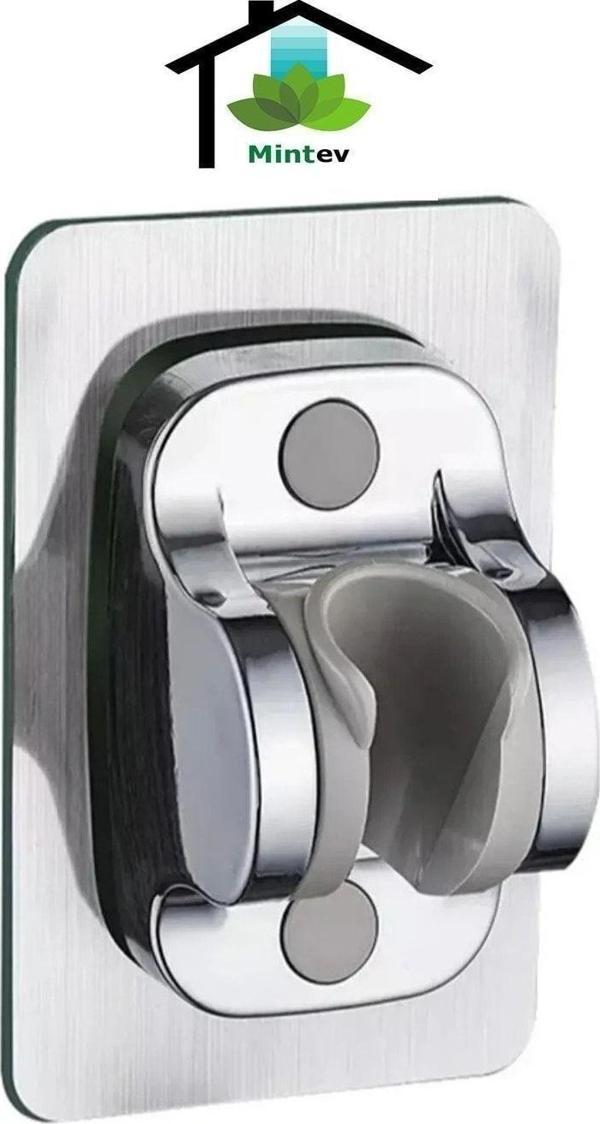 Mintev Krom Nano Kendinden Yapışkanlı Banyo Duş Başlığı Askısı 15 Kg Taşıma Kapasiteli Mafsal Tutacak - Image 1