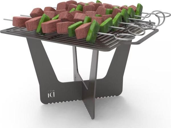 Arvallı Izgaralı Kare Sac Ayağı Portatif Ateş Demiri Kamp Ve Piknikcilere - Image 1