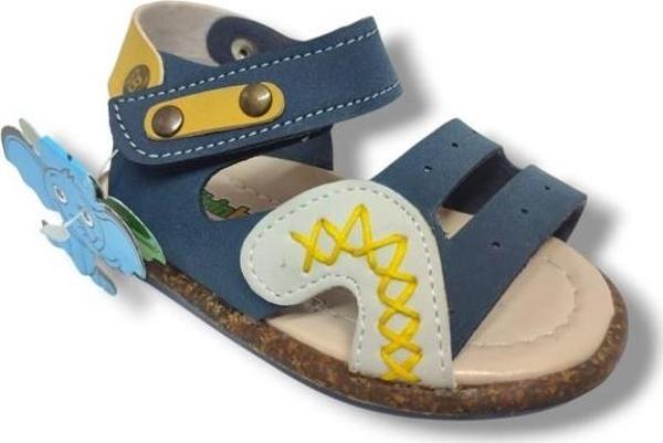 Şirinbebe 1629-20 Anatomik Dikiş Cırtlı Bebek Erkek Sandalet Lacivert Sarı18-20 - Image 1