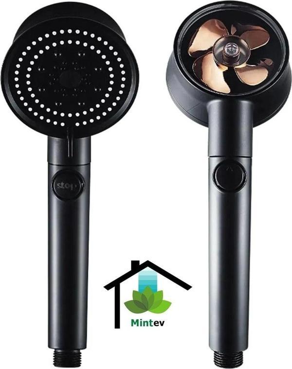 Mintev Turbo Siyah Renk Pervaneli 5 Fonksiyonlu Duş Başlığı - Image 1