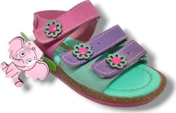 Şirinbebe 1612-20 Çiçekli 3 Bant Kız Çocuk Sandalet Yeşil Mor 21-25 - Image 1