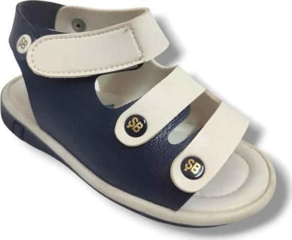 Şirinbebe 1633-20 Anatomik Tek Cirtli Erkek Çocuk Sandalet Lacivert Beyaz 21-25 - Image 1