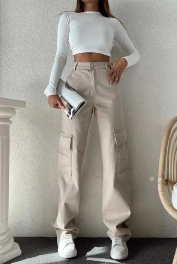 Mintev Kargo Cepli Palazzo Trend Pantolon - Image 1
