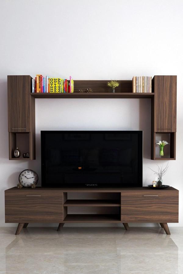 Moonlife İstanbul Dolaplı Kapaklı Tv Ünitesi Ceviz - Image 1