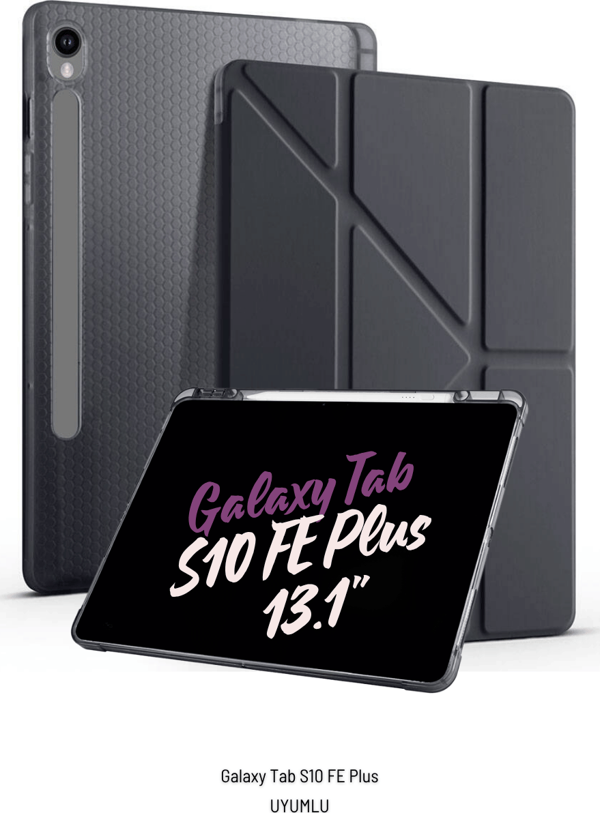 Galaxy Tab S10 FE Plus Uyumlu 13.1 inç Kalem Bölmeli Standlı Tri Folding Tablet Kılıfı - Image 1