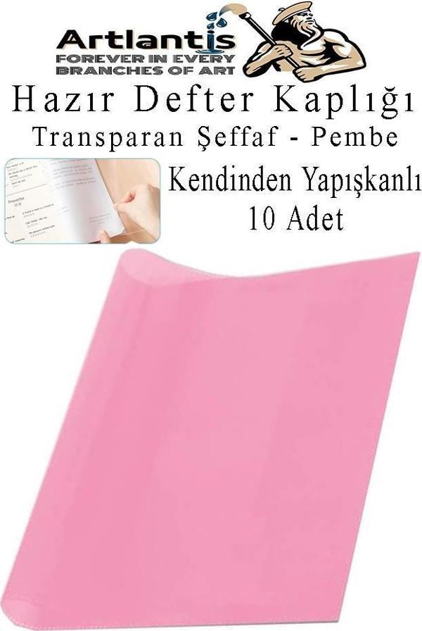 Hazır Defter Kaplığı Şeffaf Buzlu Pembe A4 10 Adet 1 Paket Cırtlı Ayarlanabilir Kendinde Yapışkanlı Kaplık Okul Sınıf - Image 1
