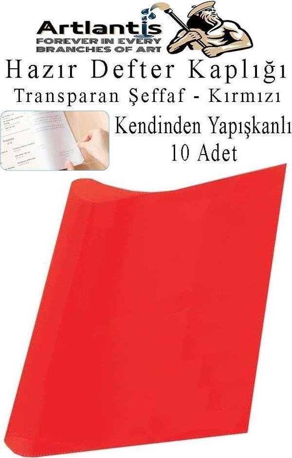 Hazır Defter Kaplığı Şeffaf Buzlu Kırmızı A4 10 Adet 1 Paket Cırtlı Ayarlanabilir Kendinde Yapışkanlı Kaplık Okul Sınıf - Image 1