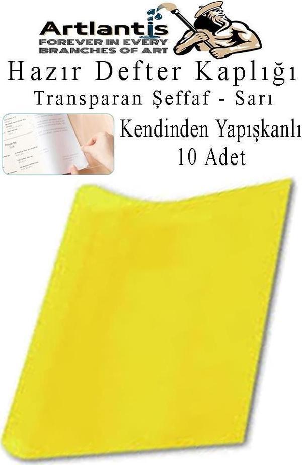 Hazır Defter Kaplığı Şeffaf Buzlu Sarı A4 10 Adet 1 Paket Cırtlı Ayarlanabilir Kendinde Yapışkanlı Kaplık Okul Sınıf - Image 1