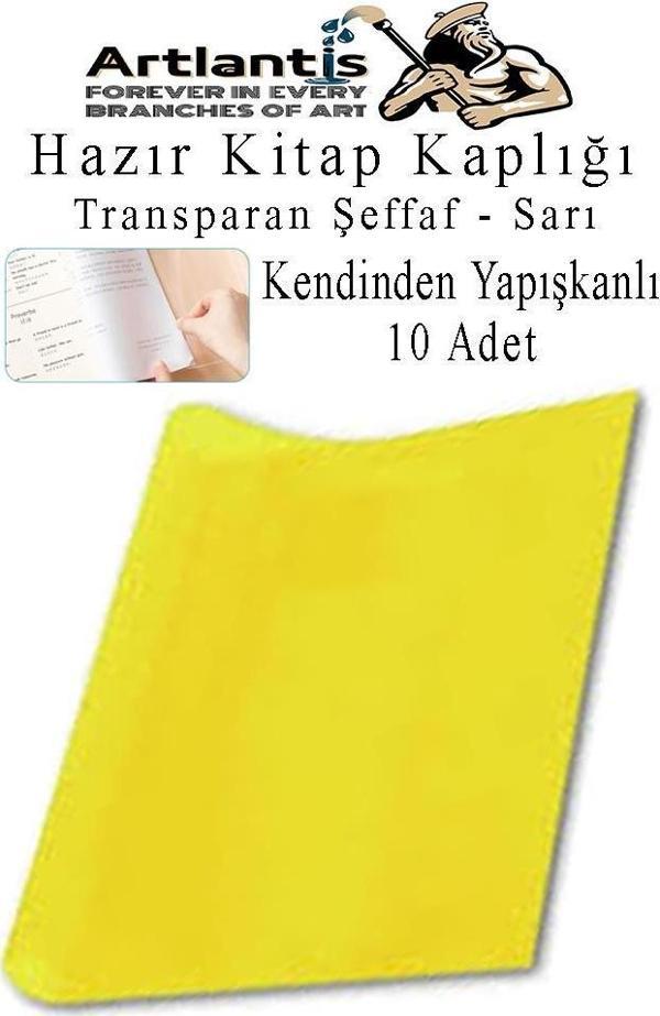 Hazır Kitap Kaplığı Şeffaf Buzlu Sarı 10 Adet 1 Paket Cırtlı Ayarlanabilir Kendinde Yapışkanlı Kaplık Okul Sınıf - Image 1