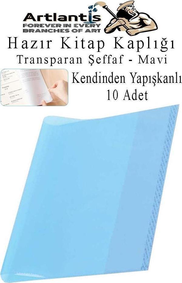 Hazır Kitap Kaplığı Şeffaf Buzlu Mavi 10 Adet 1 Paket Cırtlı Ayarlanabilir Kendinde Yapışkanlı Kaplık  Okul Sınıf - Image 1