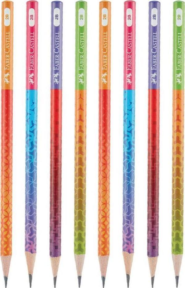 Yuvarlak Kurşun Kalem Smoothıe 8 Adet 1 Paket Faber Kurşun Kalem 2B Siyah Kurşun Kalem Smoothıe Desenli 2B Kalem - Image 1