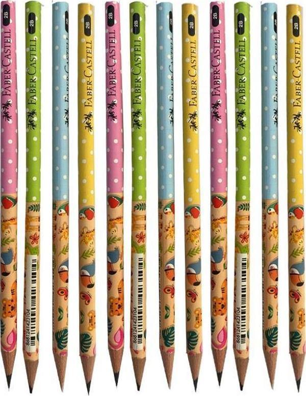 Sevimli Dostlar Yuvarlak Kurşun Kalem 12 Adet 1 Paket Faber Kurşun Kalem 2B Siyah Kurşun Kalem Sevimli Dostlar Desenli 2 - Image 1