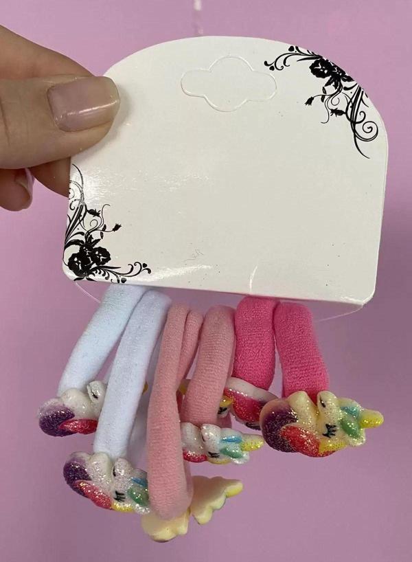 Caş Dekorasyon 6'lı Karışık Renk Unicorn Figürlü Lastik Toka Set - Image 1