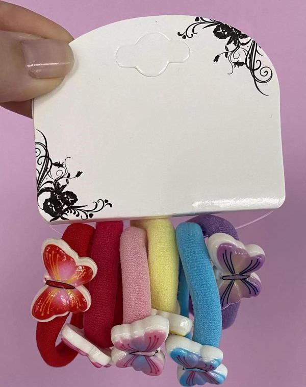 Caş Dekorasyon 6'lı Kelebekli Lastik Toka - Image 1