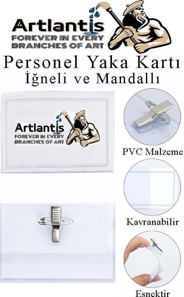 Personel Şeffaf Yaka Kartı İğneli ve Mandallı 25 Adet Pvc Yaka Kartlığı Kimlik Korumalı Büro Ofis Okul - Image 1