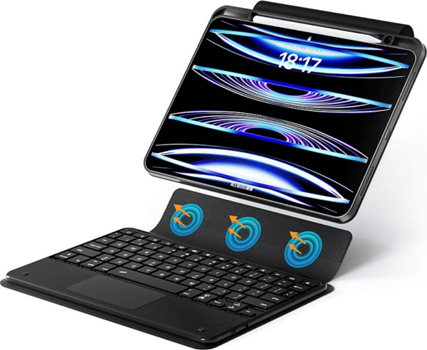 iPad Pro 11 2024 Uyumlu Fuchsia Touch Padli Bluetoothlu Klavyeli Standlı Tablet Kılıfı - Image 1