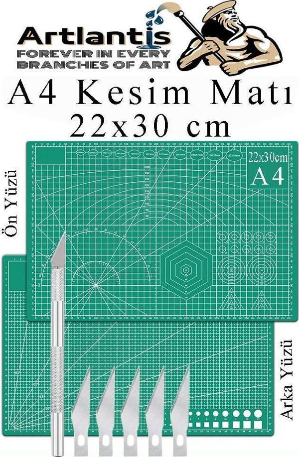 Kesim Matı A4 ve Kretuar Seti 1 Adet 22x30 cm Çift Taraflı Çizim Matı Kesme Madı Kesim Tablası Kesim Altlığı - Image 1