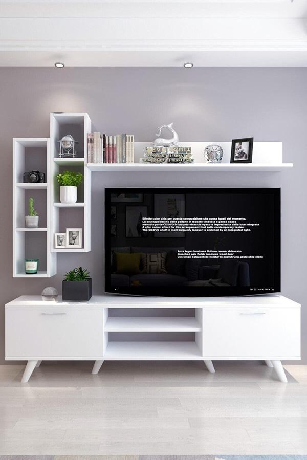 İstanbul Dolaplı Tv Ünitesi Beyaz - Image 1