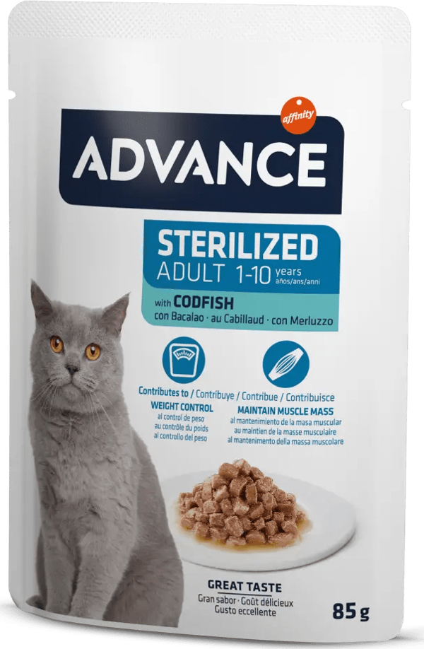 Advance Cat Sterılızed Codfısh Wet Pouch 12x85gr - Image 1