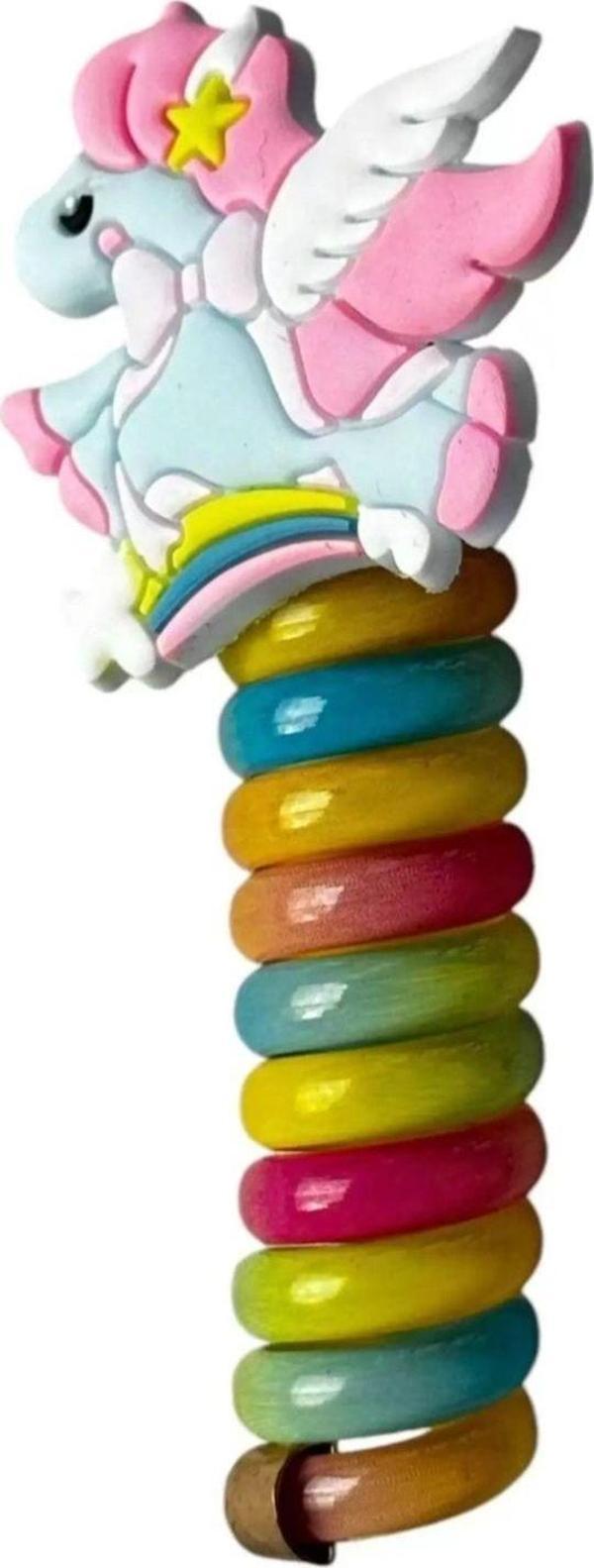 Caş Dekorasyon Mavi Renk Unicorn Figürlü Yaylı Spiral Toka - Image 1
