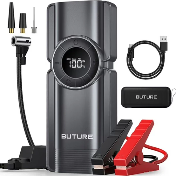 Buture BETA01 3500A 2000mah Lastik Şişirme Kompresörlü Akü Takviye Kiti (Çanta + Led Lamba + Powerbank) - Image 1
