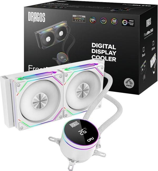 Dragos FrostBite ARGB Beyaz 240 mm İşlemci Sıvı Soğutucu - Image 1