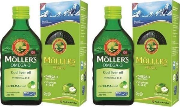 Möller\'s Mollers Möller\'s Omega 3 Balık Yağı Şurubu Doğal Elma Aromalı 250 Ml 2 Adet - Image 1