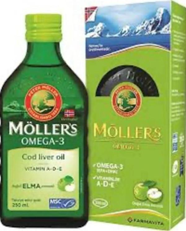Möller's Omega 3 Doğal Elma Aromalı Balık Yağı Şurubu 250 ml - Image 1