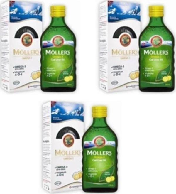 Möller\'s Omega3 -Limon Aromalı- Balık Yağı Şurup 250ML - 3\'lü Set - Image 1