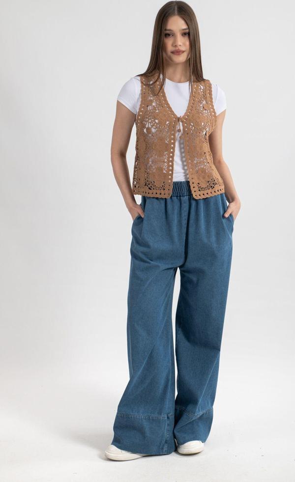 Hatun Atila Hatunatila Kadın Akrilik Süzene Yelek Vizon - 5157 - Image 1