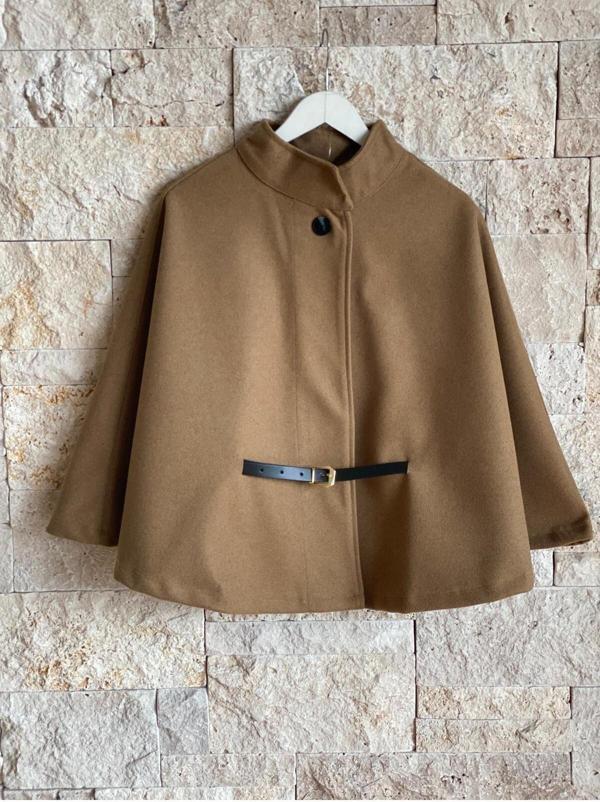 Hatun Atila Kadın Kemerli Kaşe Pelerin Panço - Image 1