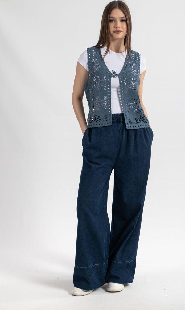 Hatun Atila Hatunatila Kadın Akrilik Süzene Yelek Indigo - 5157 - Image 1