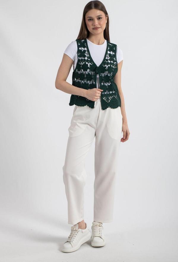 Hatun Atila Hatunatila Kadın Akrilik Süzene Yelek Zümrüt - 5158 - Image 1