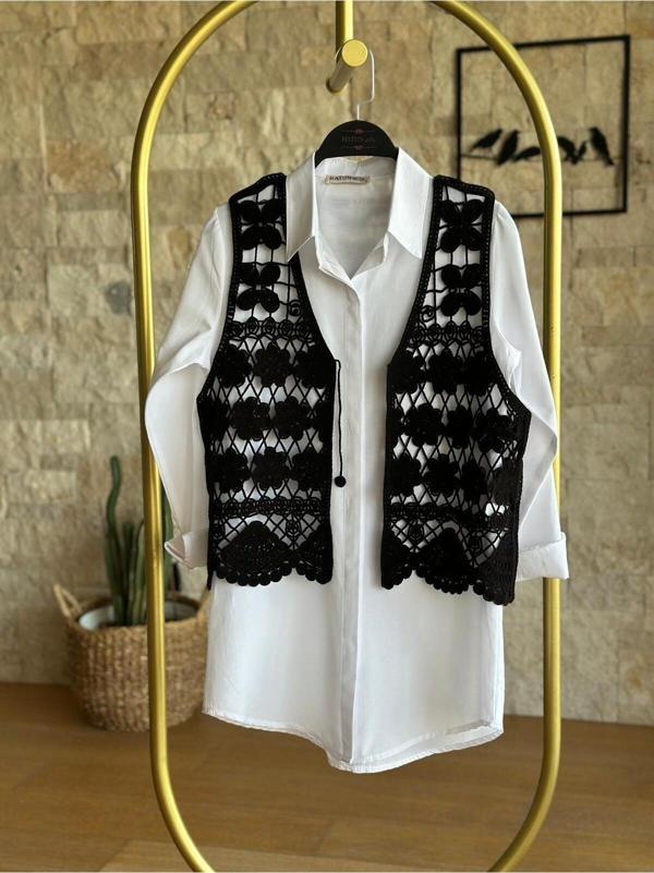 Hatun Atila Hatunatila Kadın Akrilik Süzene Yelek Siyah - 5158 - Image 1