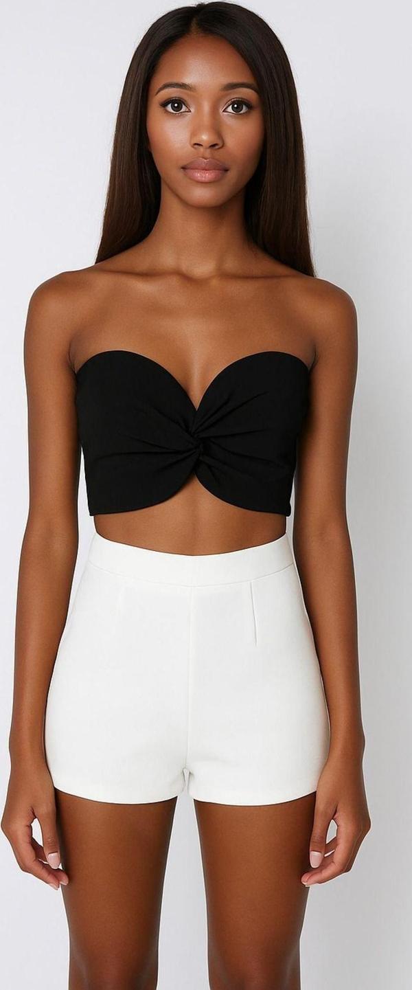 Pistore Siyah Sandy Düğüm Crop Top Büstiyer - Image 1