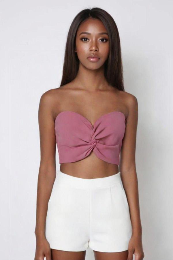 Pistore Pudra Sandy Düğüm Crop Top Büstiyer - Image 1