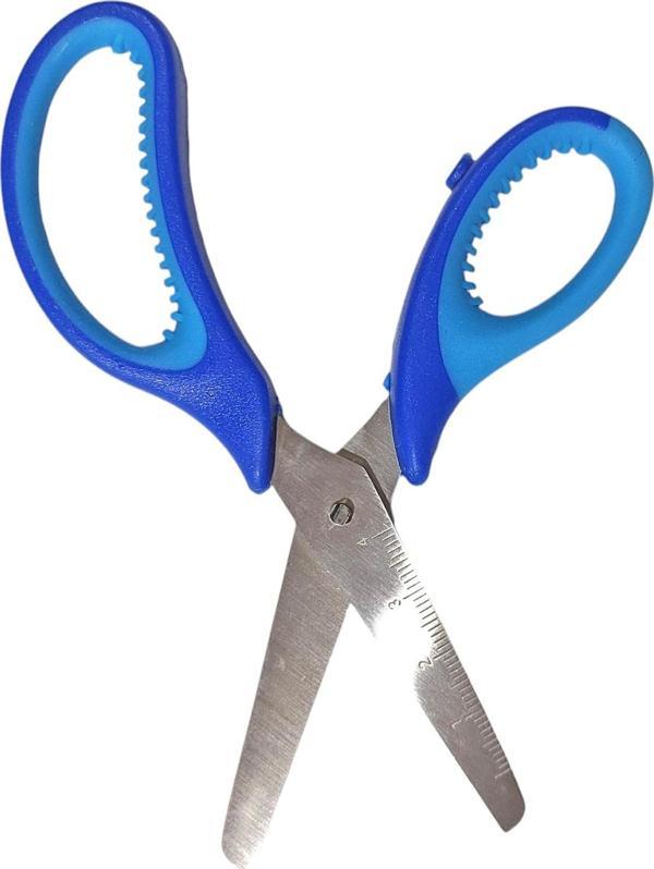 Çocuk makası Küt Uçlu Cetvelli Okul Makası- Mavi - Image 1