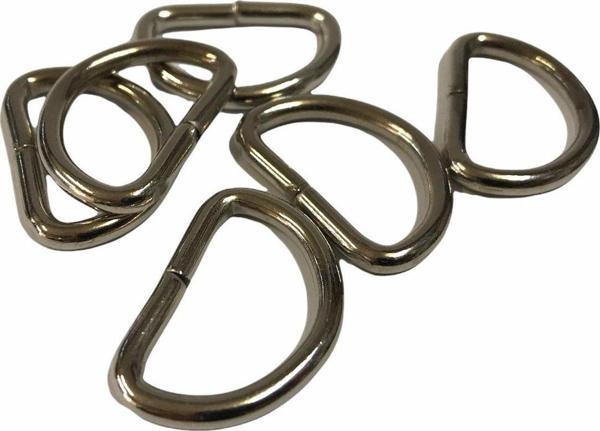 D Metal Halka, Çanta Sapı İçin D Halka 5 Adet Nikel 2,5 cm - Image 1