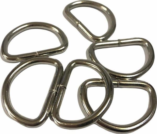 D Metal Halka, Çanta Sapı İçin D Halka 5 Adet Nikel 3 cm - Image 1
