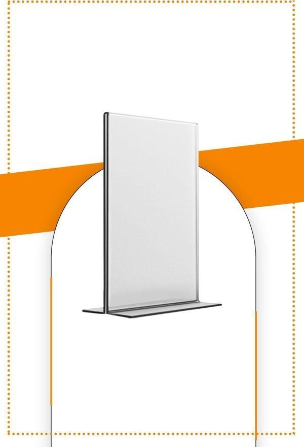 Etias Reklam A6 T Tipi Dikey Masa Üstü 50'Li Paket / 2.8 Mm Şeffaf Pleksi Föylük / Broşürlük - Image 1
