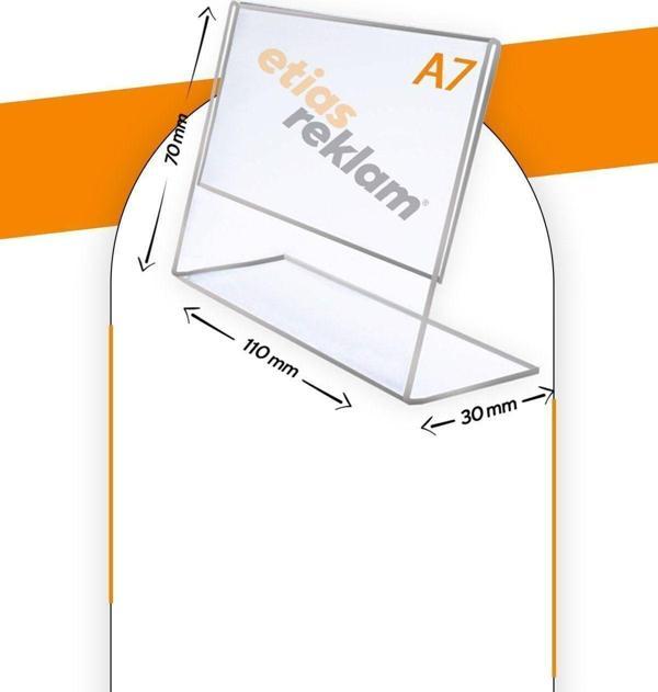 Etias Reklam A7 L Tipi Yatay Masa Üstü 10'Lu Paket / 2.8 Mm Şeffaf Pleksi Föylük / Broşürlük - Image 1