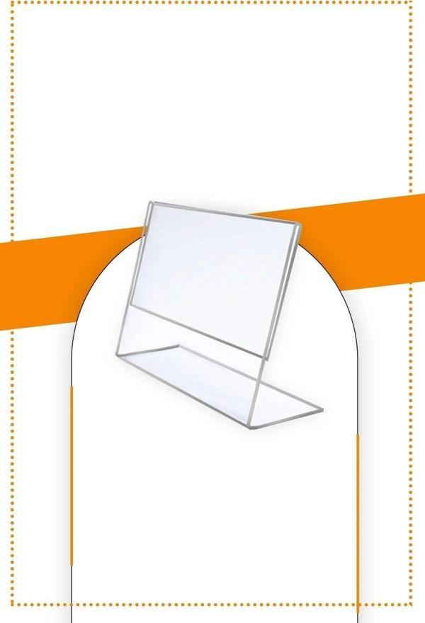 Etias Reklam A6 L Tipi Yatay Masa Üstü 20'Li Paket / 2.8 Mm Şeffaf Pleksi Föylük / Broşürlük - Image 1
