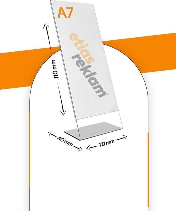 Etias Reklam A7 L Tipi Dikey Masa Üstü 10'Lu Paket / 2.8 Mm Şeffaf Pleksi Föylük / Broşürlük - Image 1