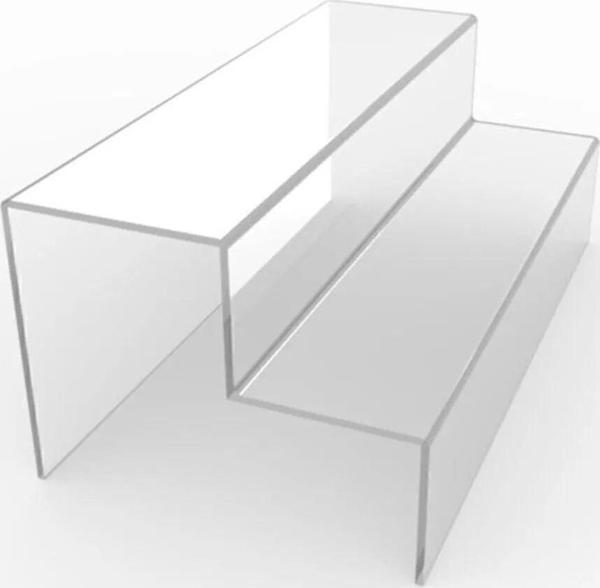 Bubistudios Destek Ayaklı Pleksi 2 Katlı Merdiven Stand Şeffaf 2 Basamak En 30 Cm Basamak Genişlik 9 Cm - Image 1
