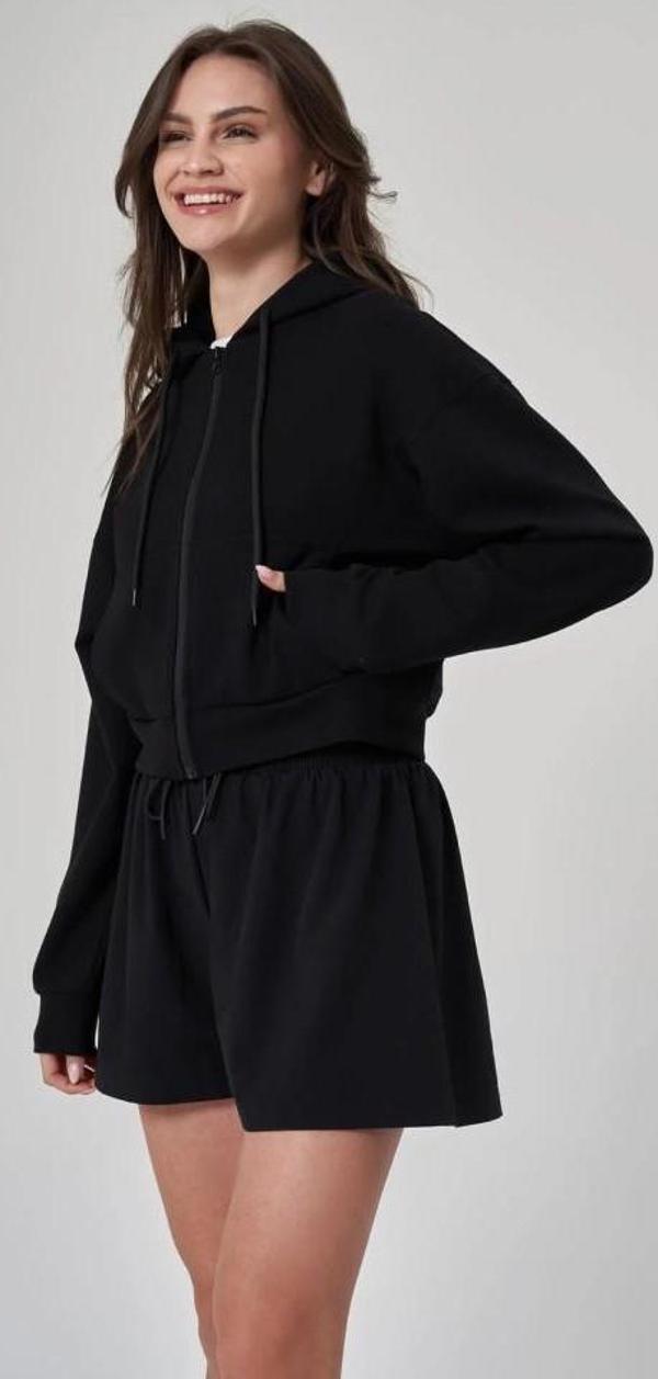 Exuma Kadın Fermuarlı Siyah Sweatshirt 1529109-SİYAH - Image 1