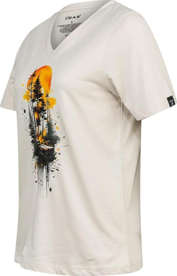 2AS Alone Baskılı V Yaka Kadın T-Shirt 413 - Image 1